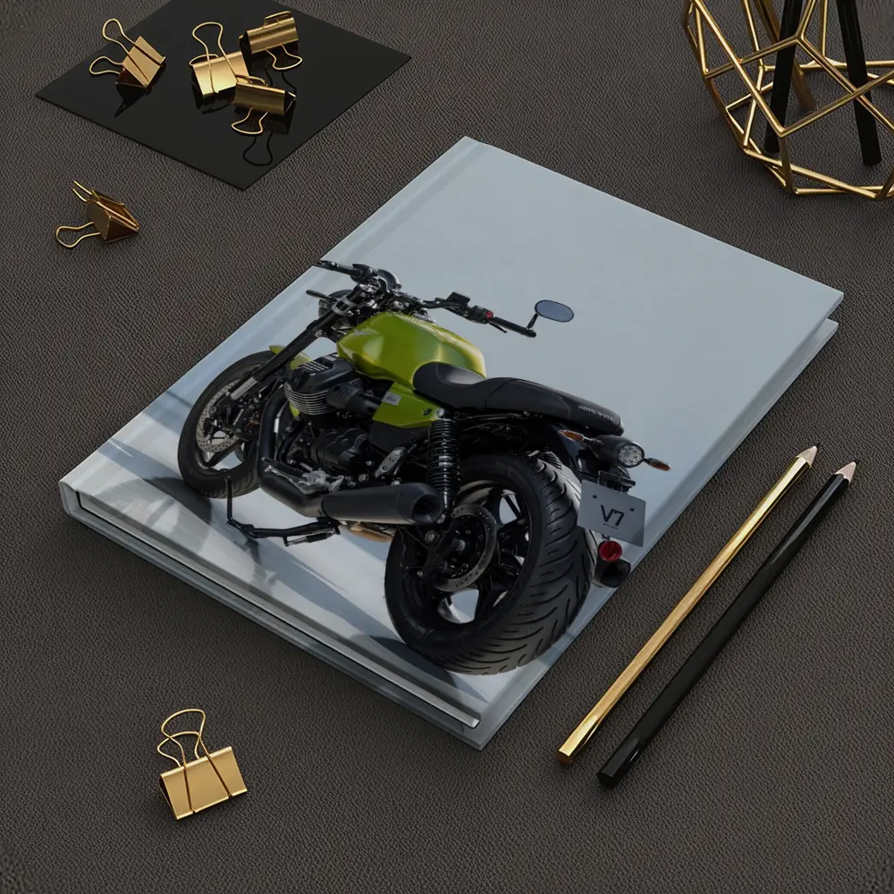 Moto Guzzi V7 Green Motorcycle Studio Shot – Notebooks