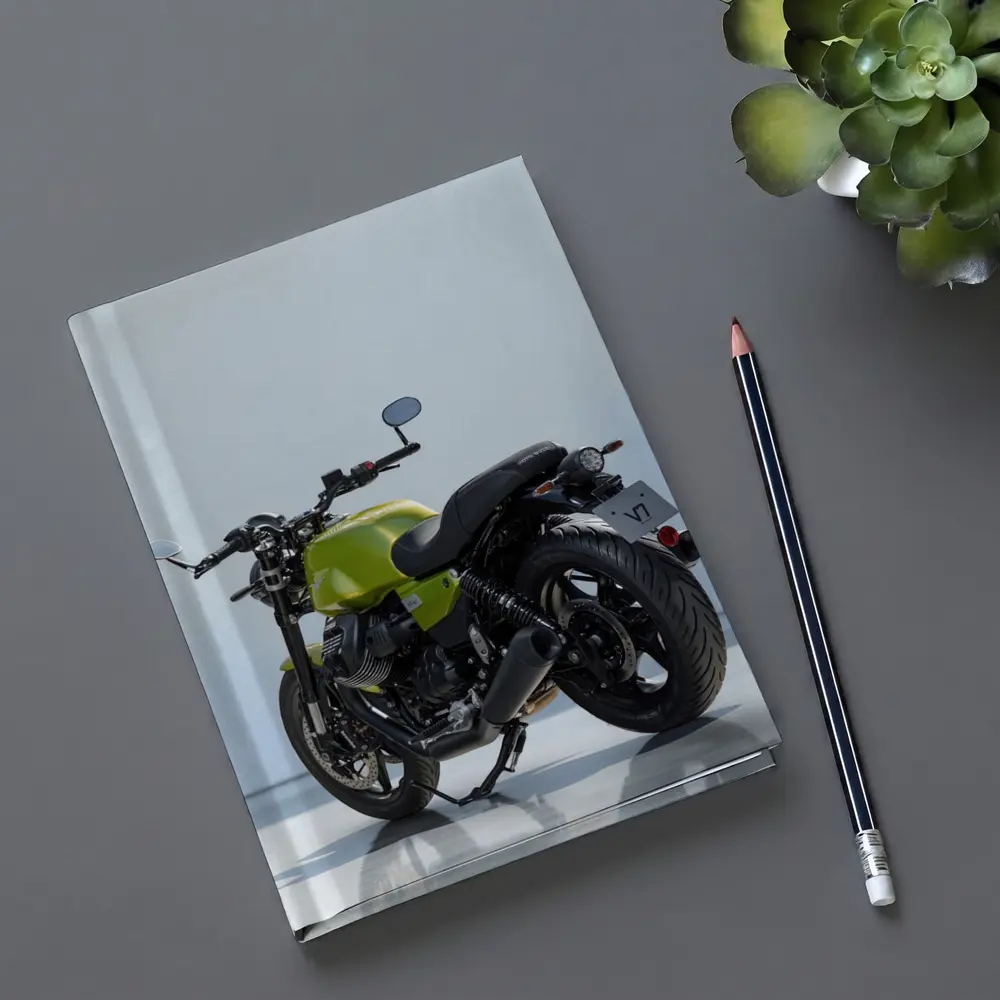 Moto Guzzi V7 Green Motorcycle Studio Shot – Notebooks