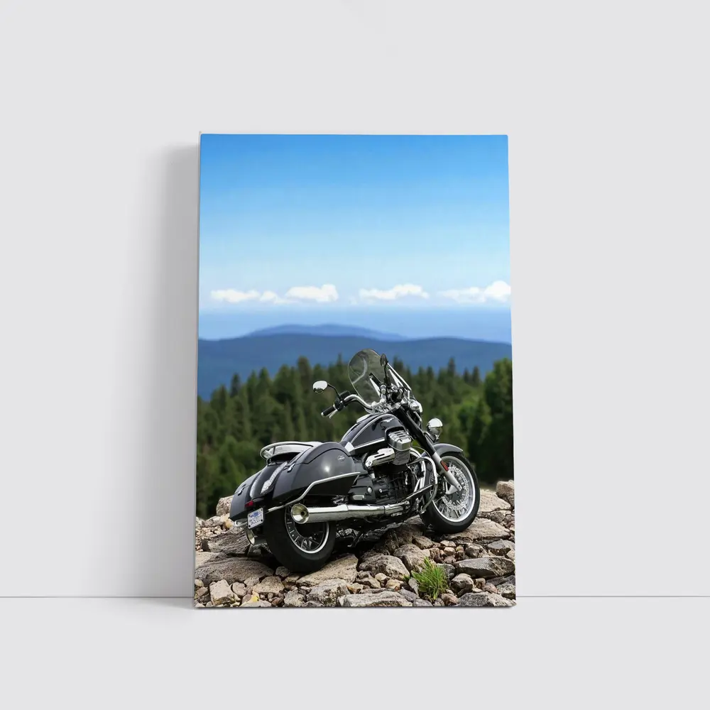Moto Guzzi Cruiser Motorcycle Mountain Overlook – Wall Art