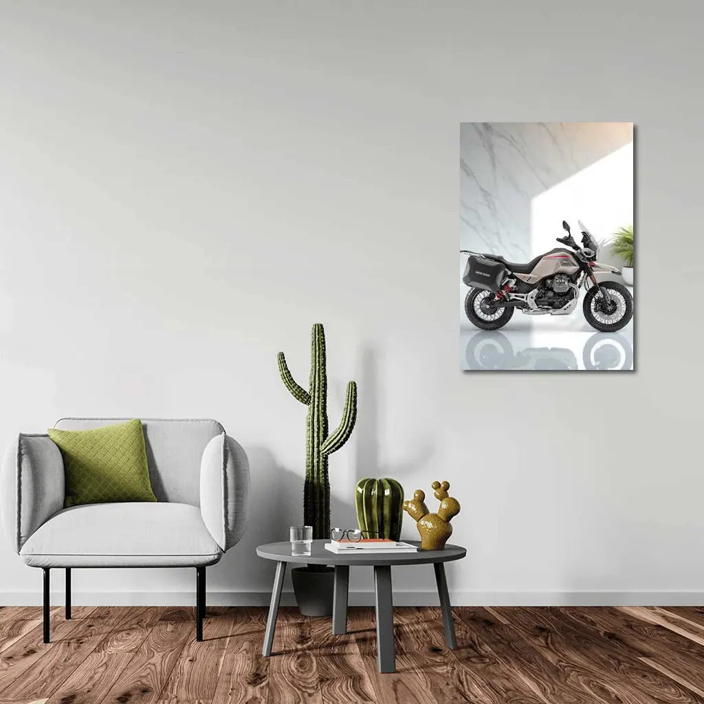 Moto Guzzi Adventure Motorcycle White Studio Setting – Wall Art