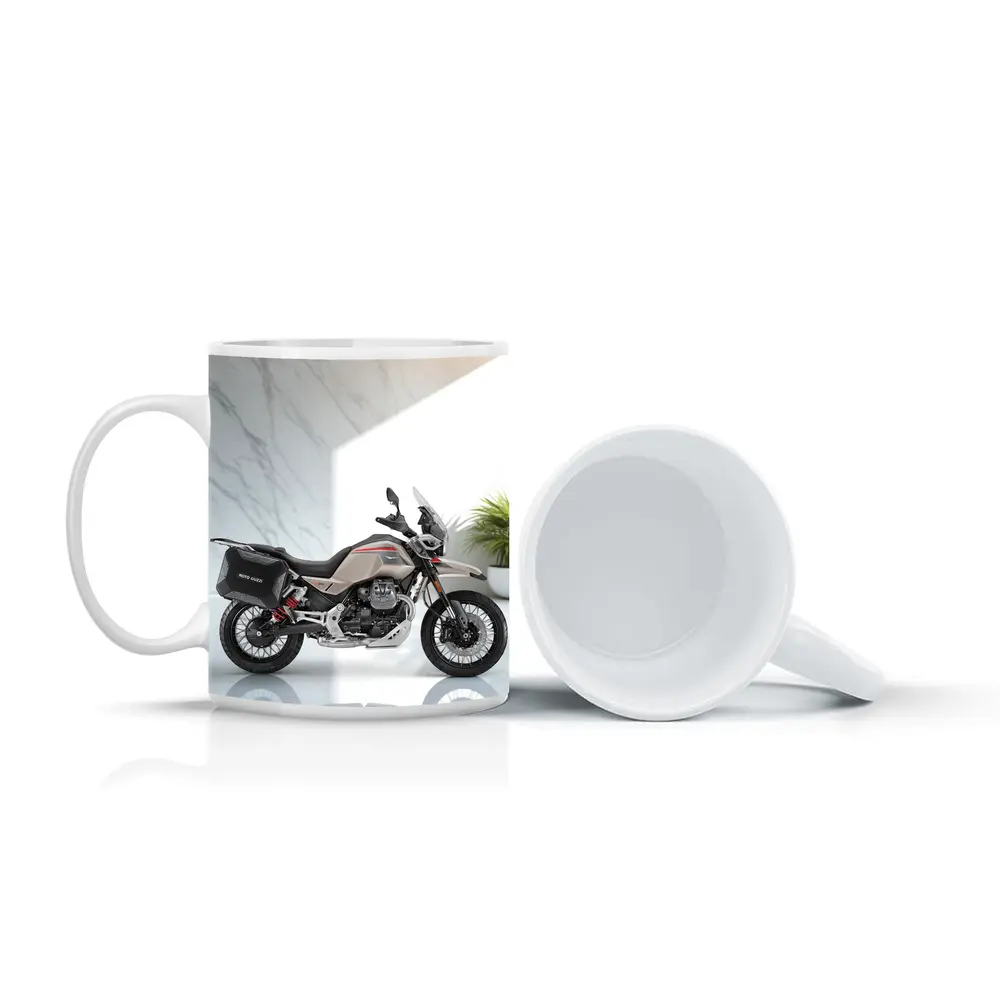 Moto Guzzi Adventure Motorcycle White Studio Setting – Mugs