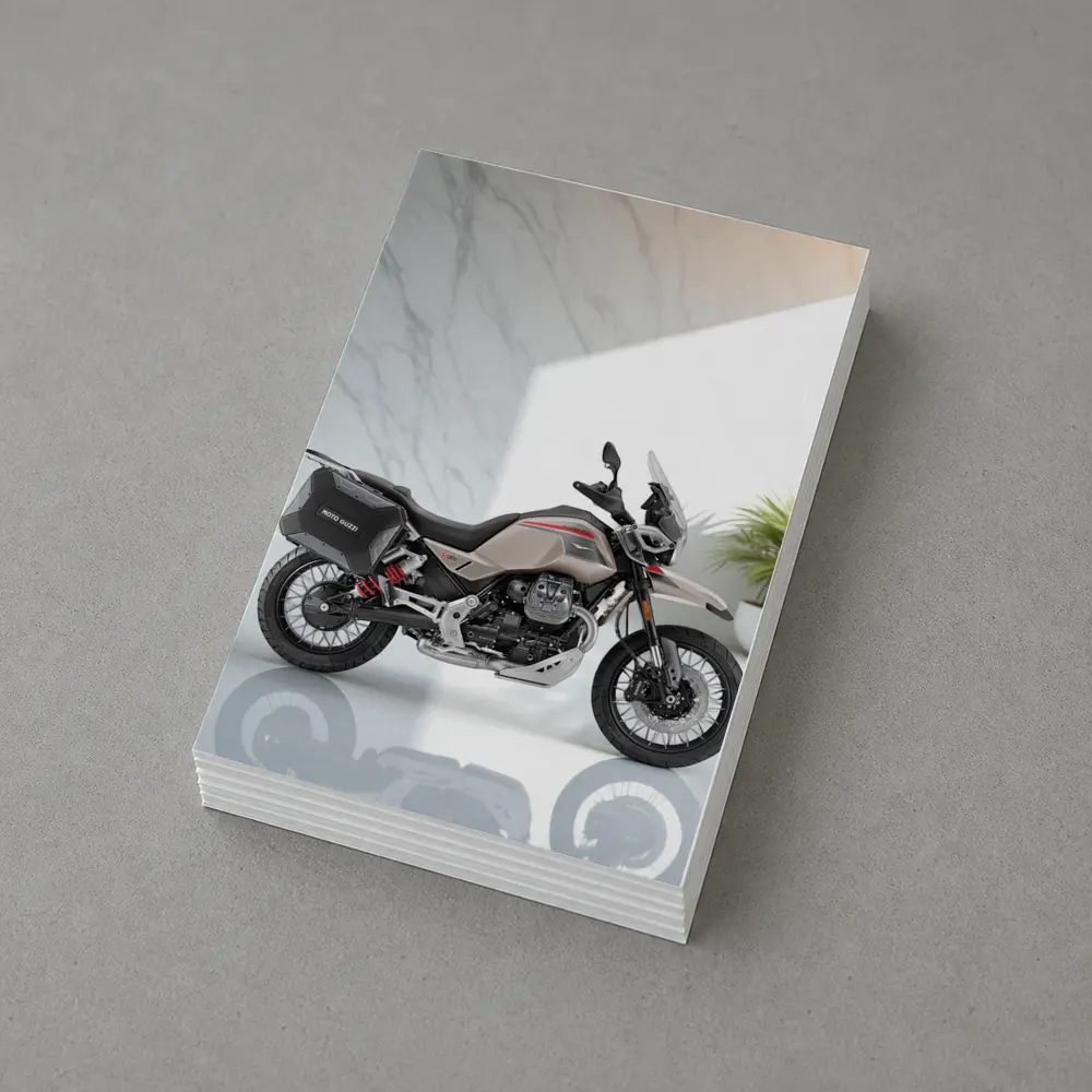 Moto Guzzi Adventure Motorcycle White Studio Setting – Postcards