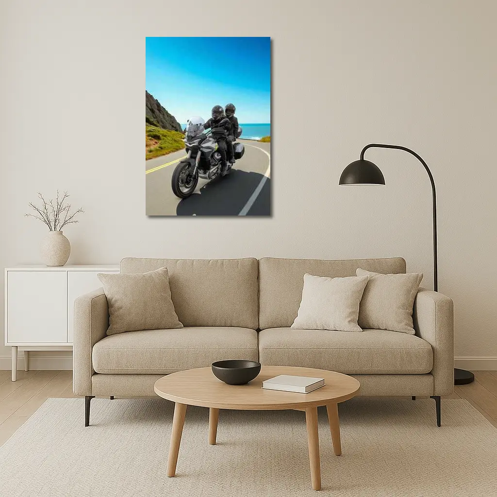 Adventure Motorcycle Duo Riding Coastal Road – Wall Art