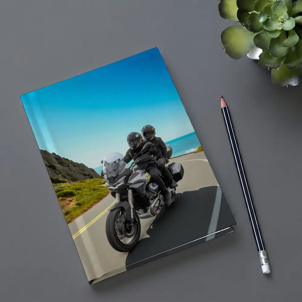 Adventure Motorcycle Duo Riding Coastal Road – Notebooks