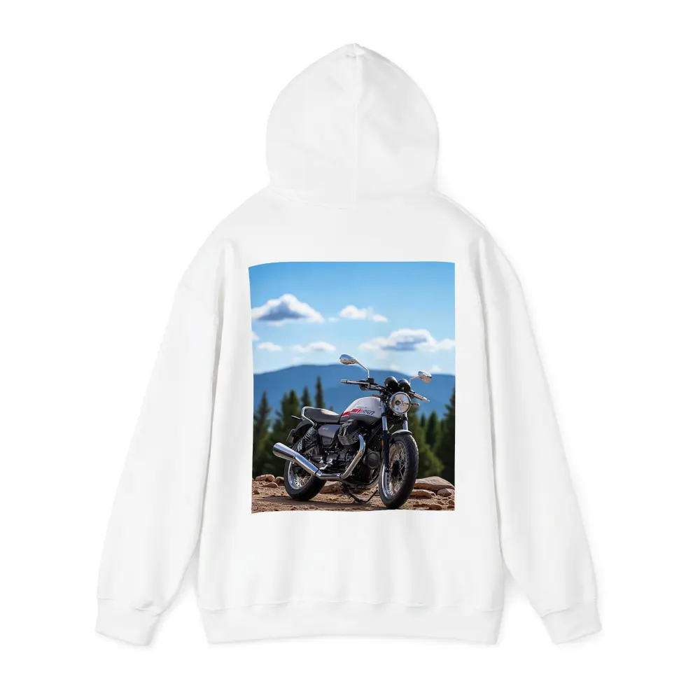 Moto Guzzi V7 Motorcycle Mountain Landscape – Hoodies