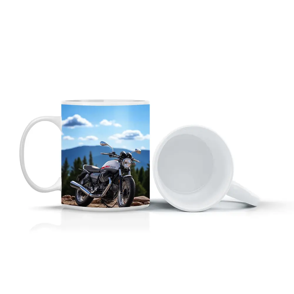 Moto Guzzi V7 Motorcycle Mountain Landscape – Mugs