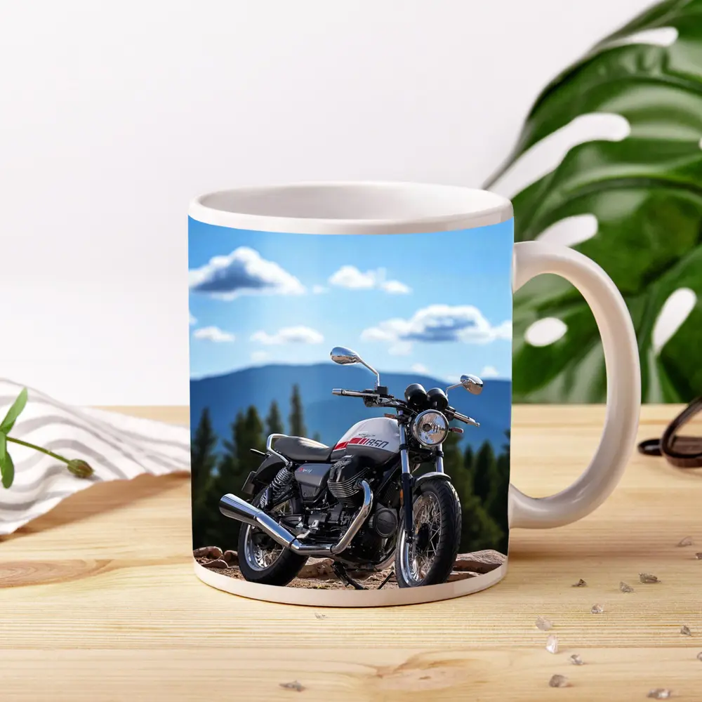 Moto Guzzi V7 Motorcycle Mountain Landscape – Mugs