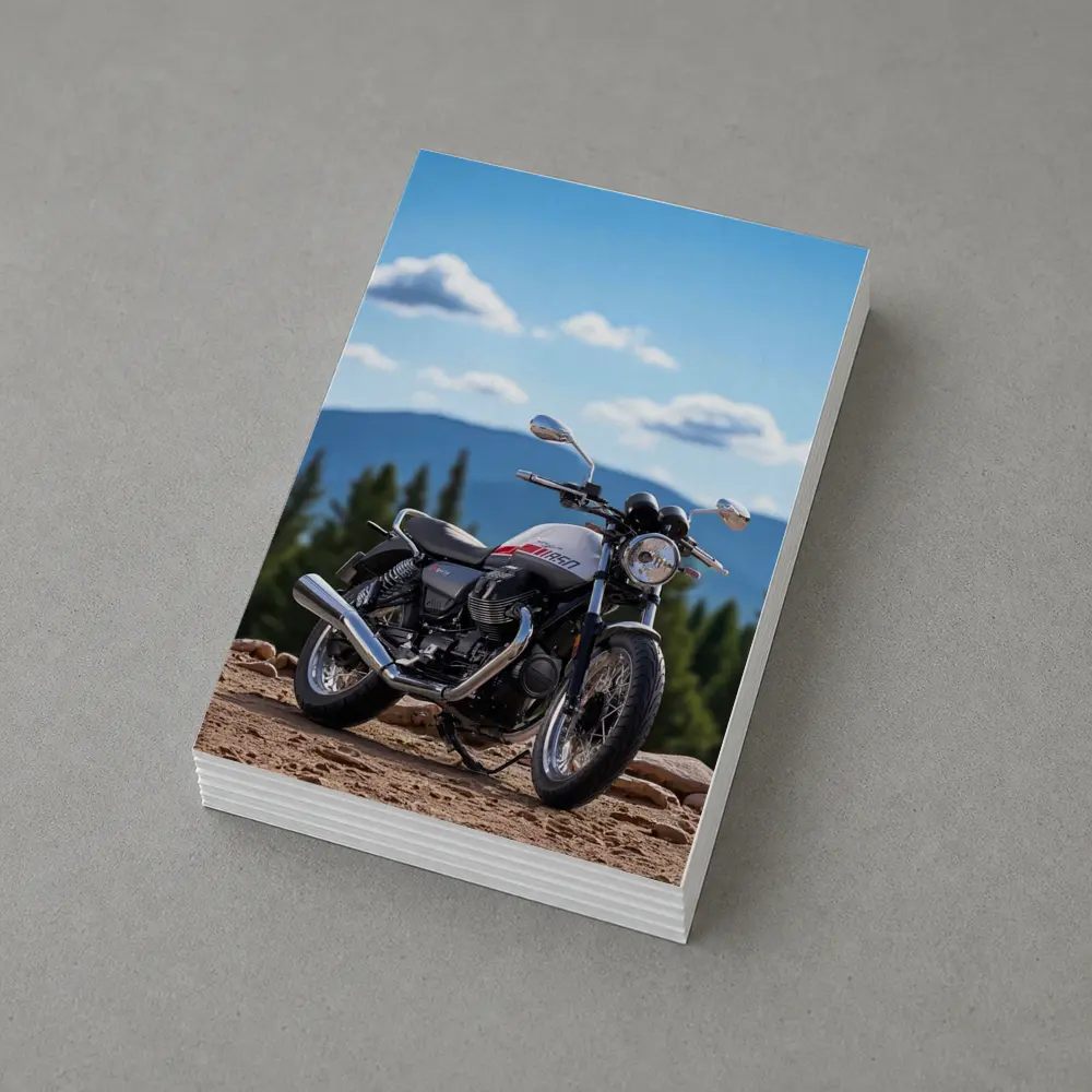 Moto Guzzi V7 Motorcycle Mountain Landscape – Postcards