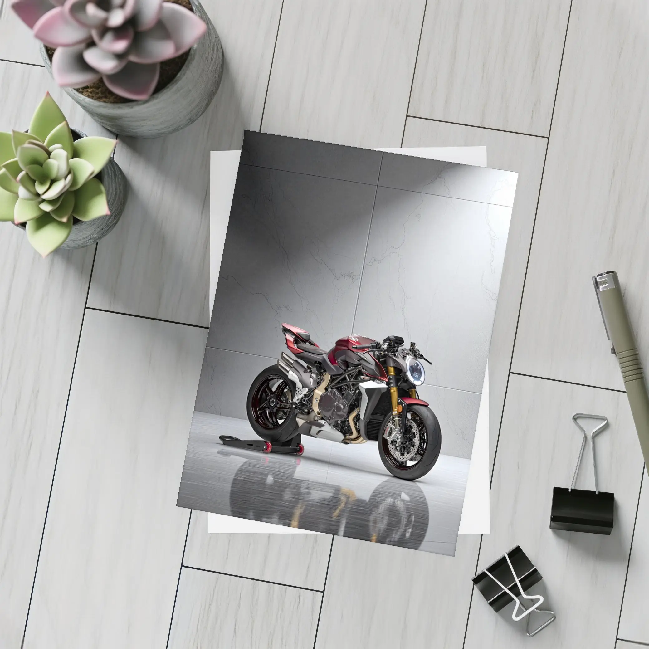 MV Agusta Naked Bike Studio Marble Background – Postcards