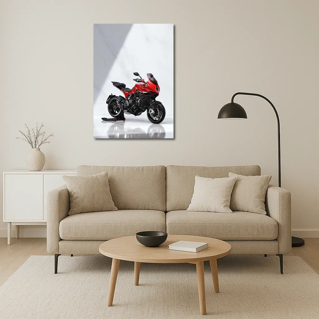 MV Agusta Red Sport Touring Motorcycle White Studio – Wall Art