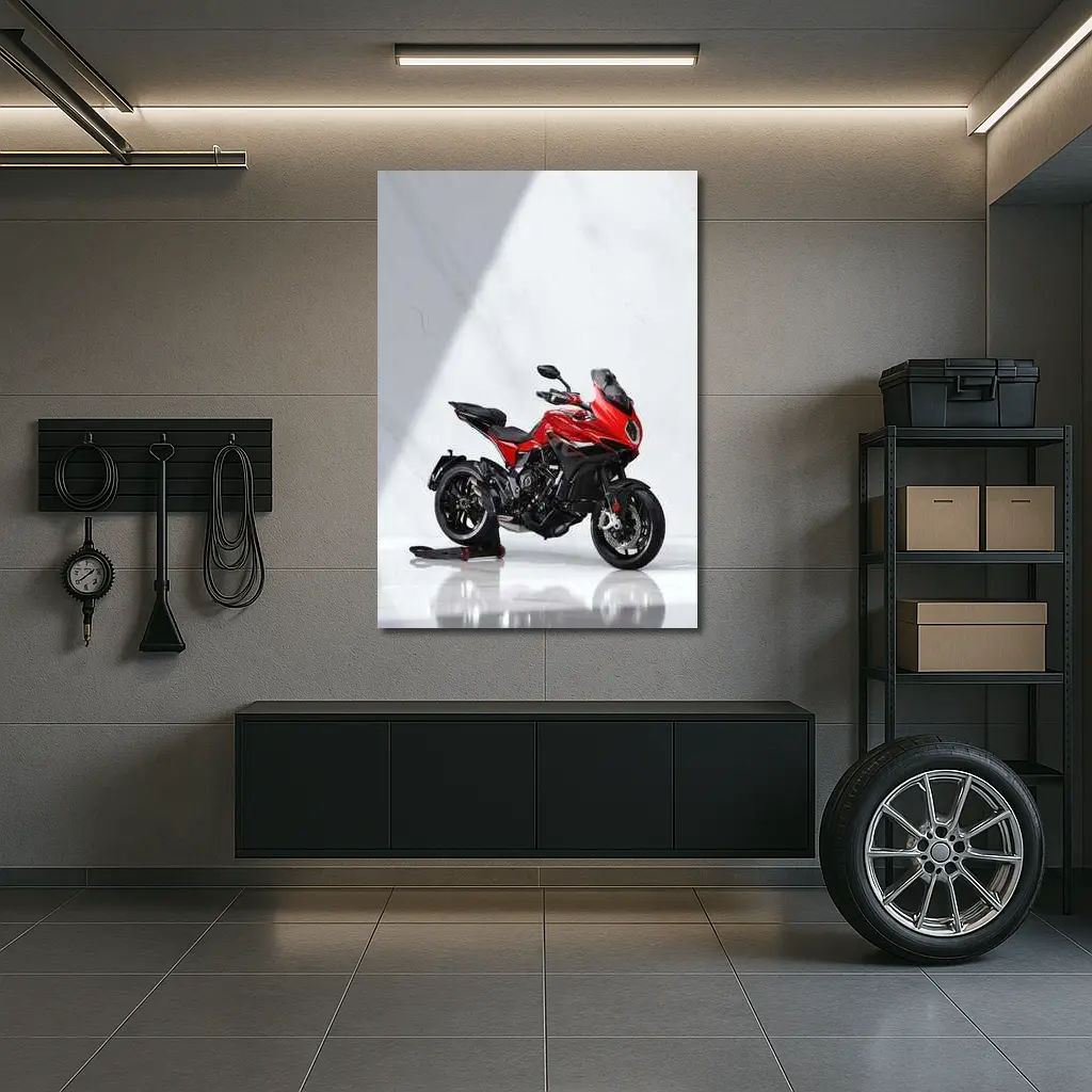 MV Agusta Red Sport Touring Motorcycle White Studio – Wall Art