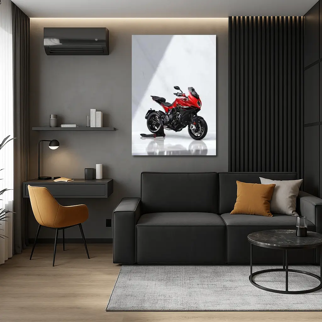 MV Agusta Red Sport Touring Motorcycle White Studio – Wall Art