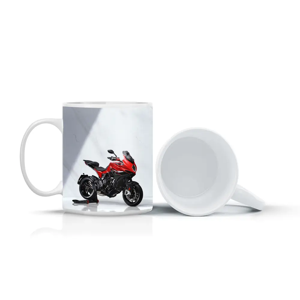 MV Agusta Red Sport Touring Motorcycle White Studio – Mugs