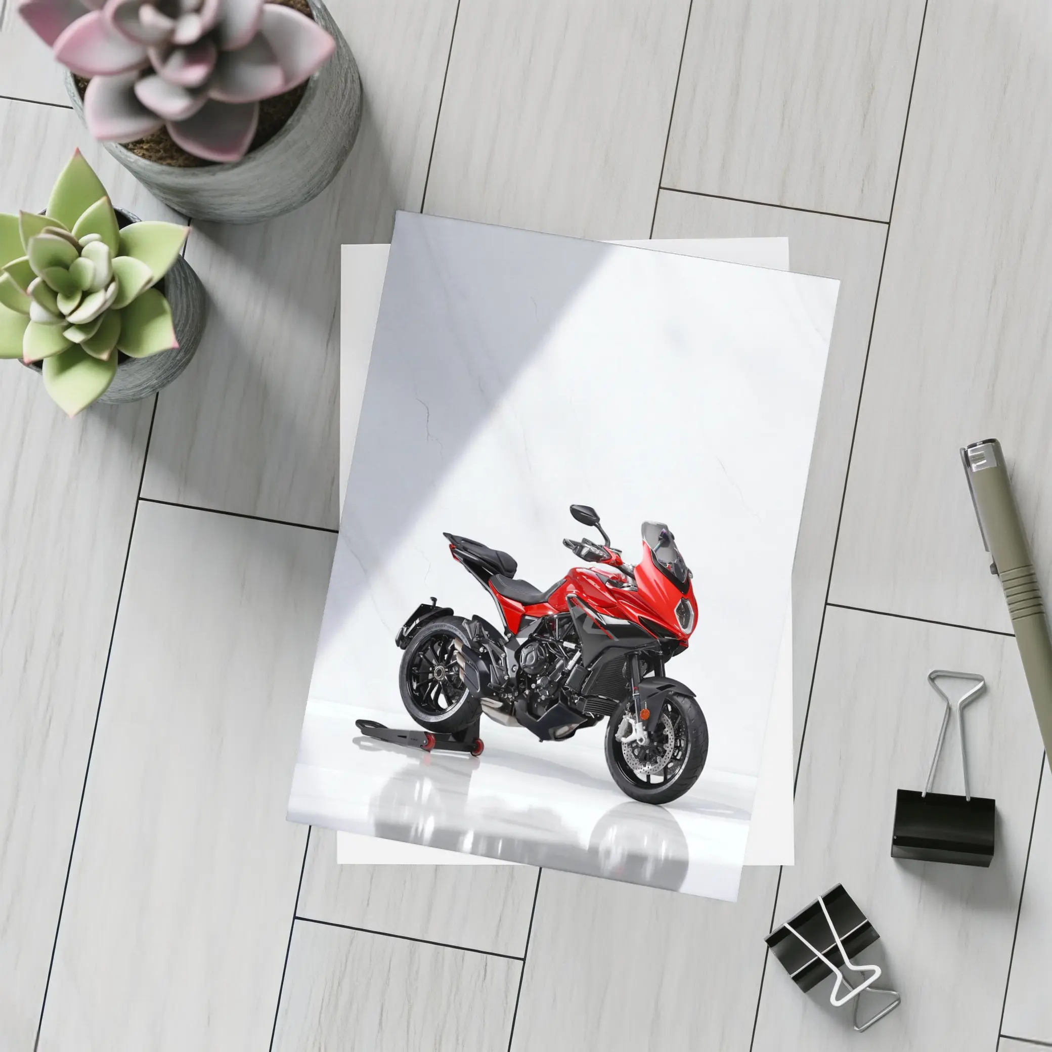 MV Agusta Red Sport Touring Motorcycle White Studio – Postcards