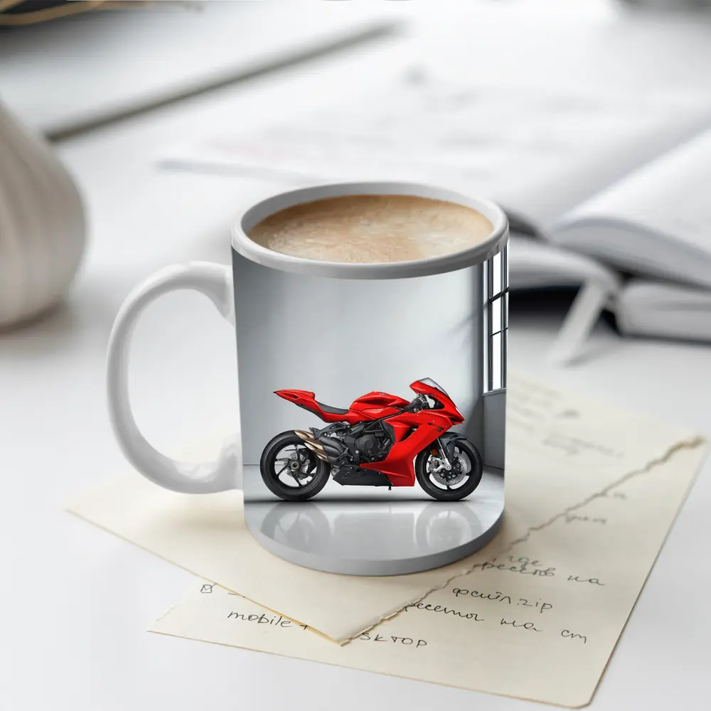 MV Agusta Red Superbike Studio White Background – Mugs
