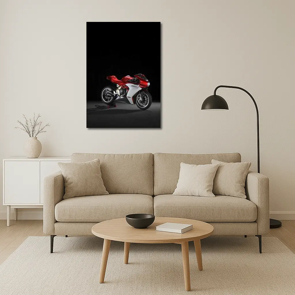 MV Agusta Superveloce Red White Dark Background – Wall Art