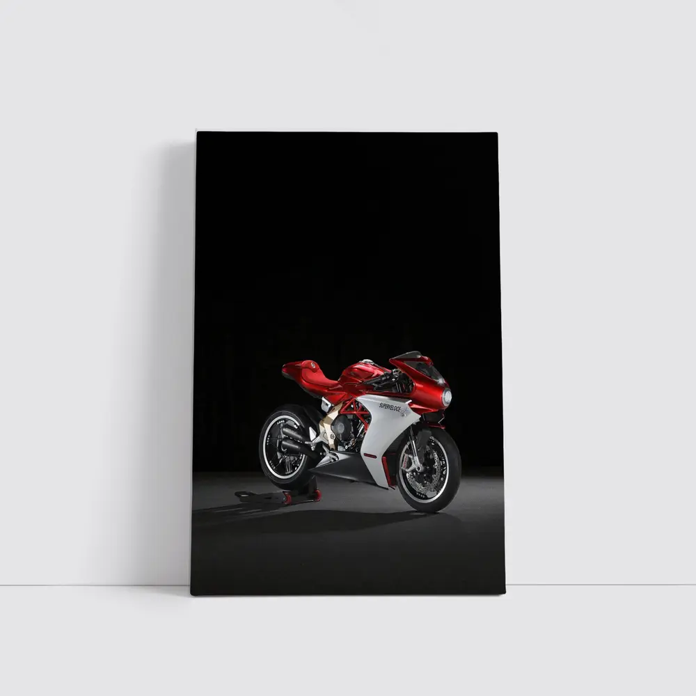 MV Agusta Superveloce Red White Dark Background – Wall Art