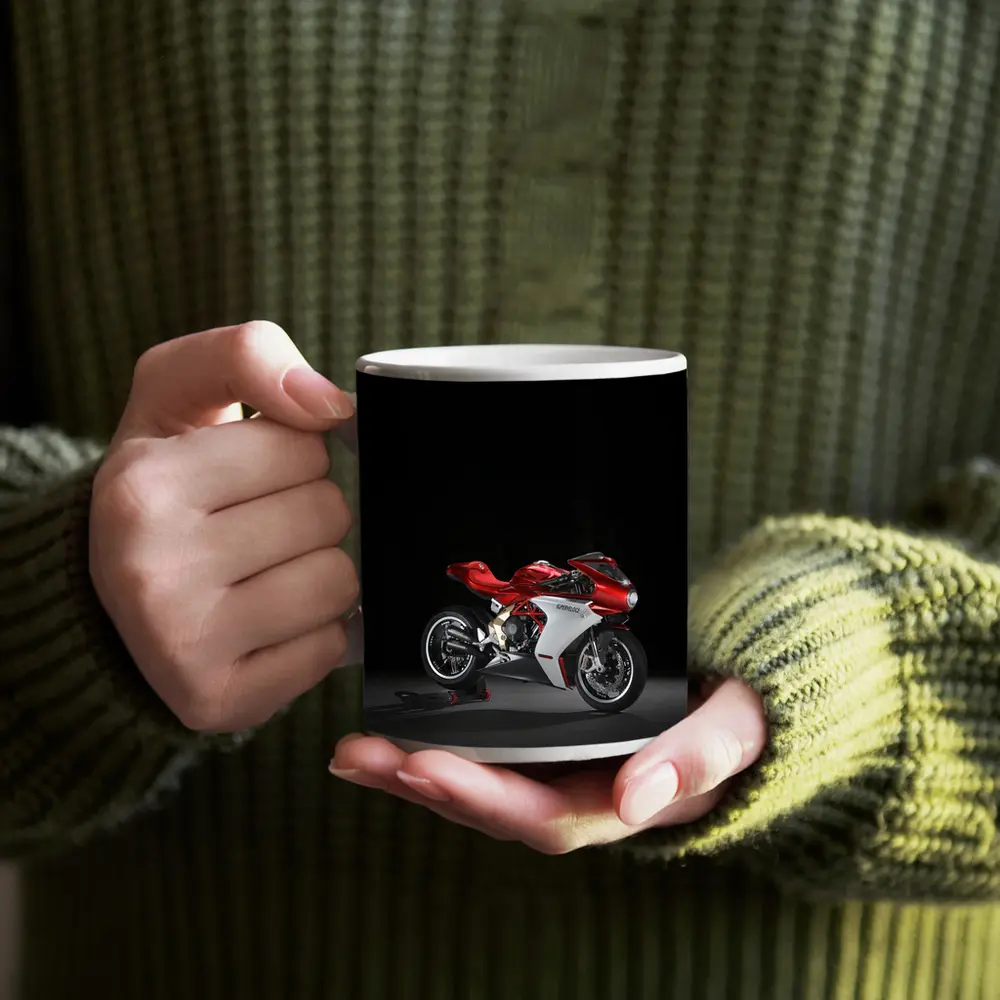 MV Agusta Superveloce Red White Dark Background – Mugs