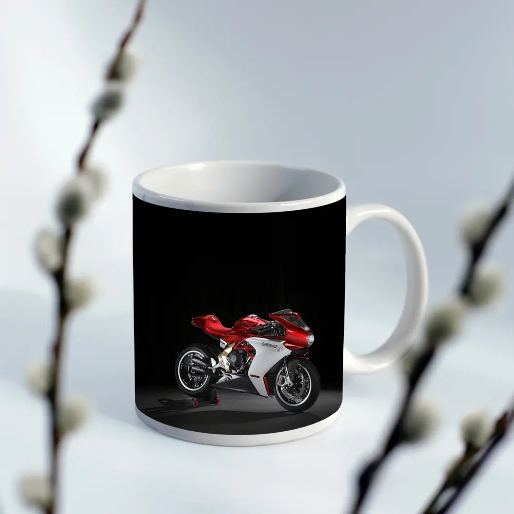 MV Agusta Superveloce Red White Dark Background – Mugs