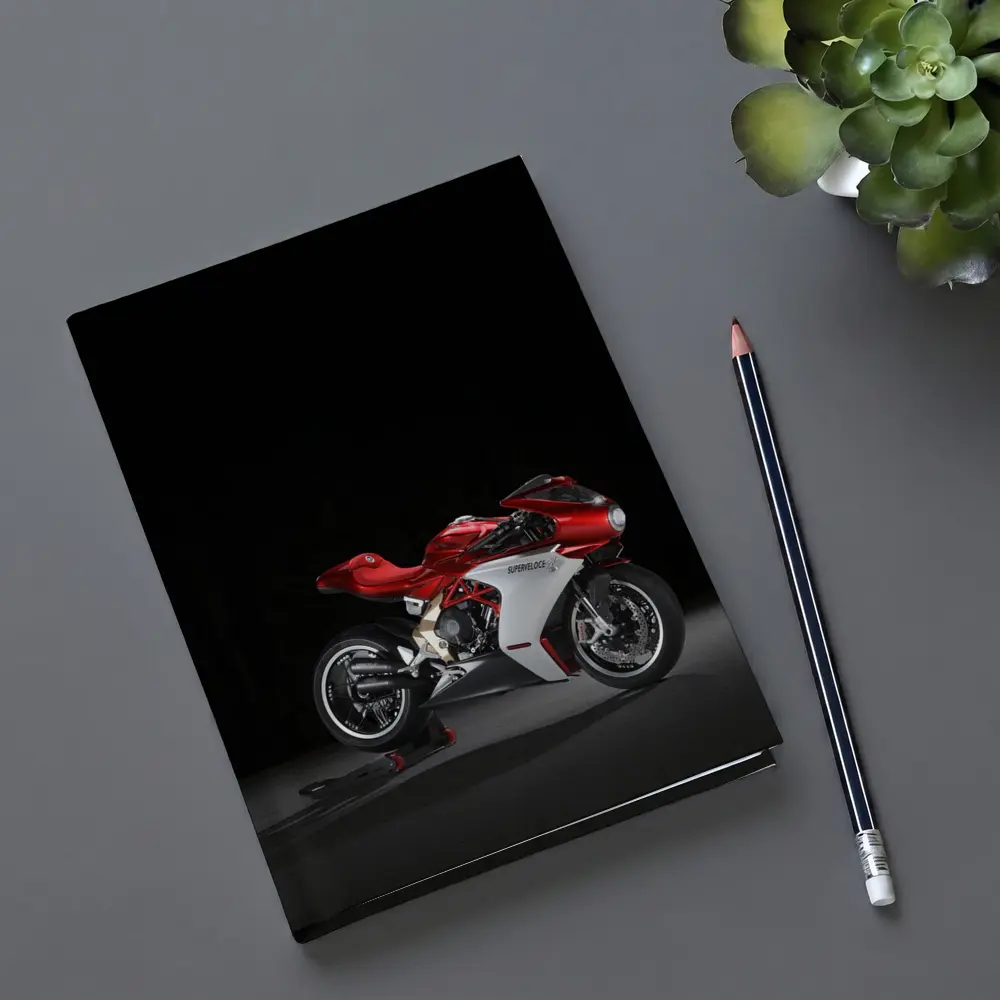 MV Agusta Superveloce Red White Dark Background – Notebooks