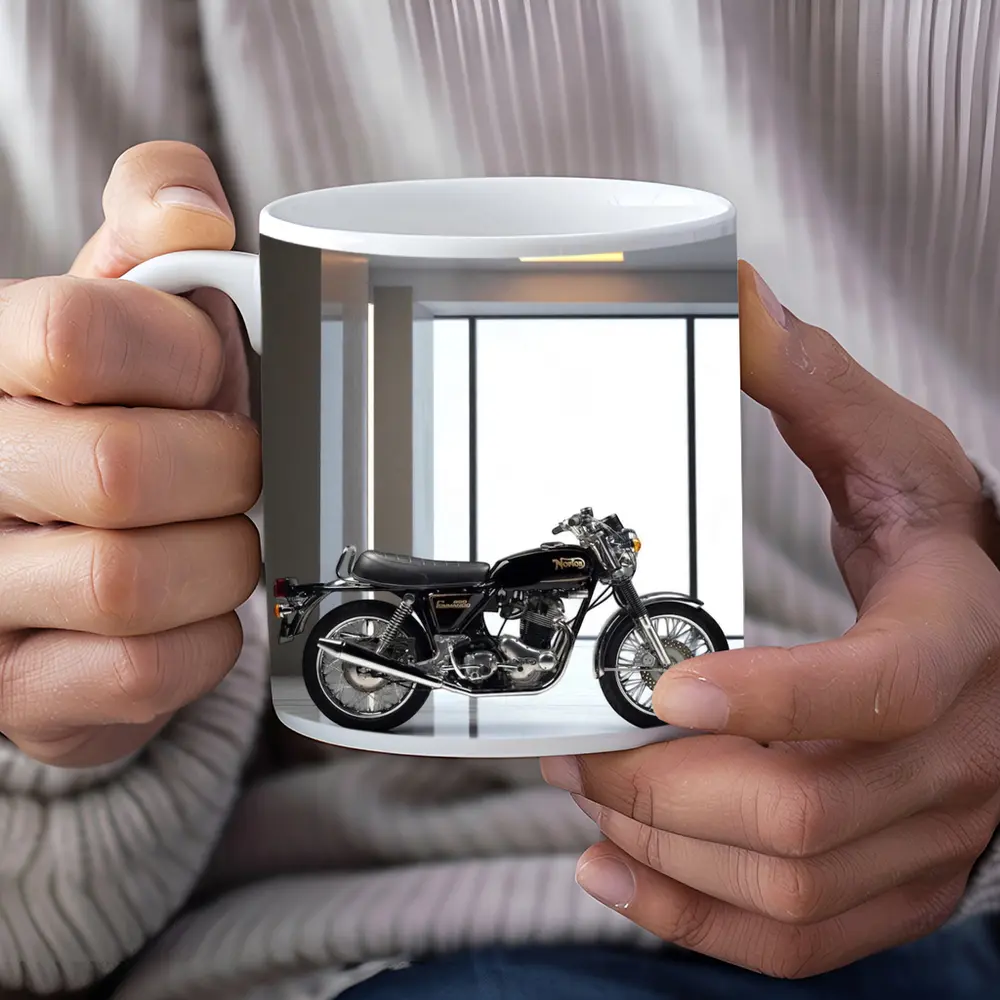 Norton Commando Classic Motorcycle Modern Showroom – Mugs