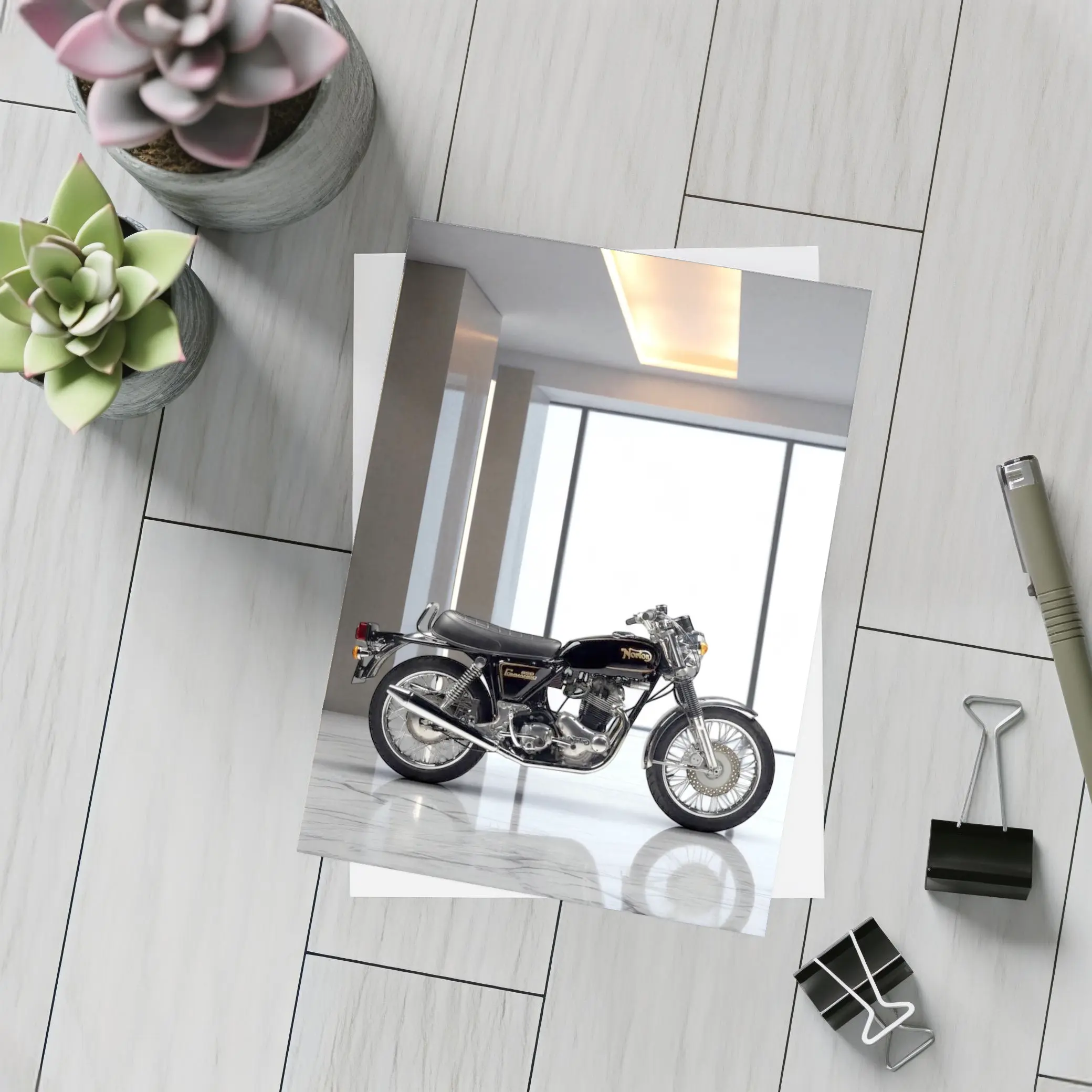 Norton Commando Classic Motorcycle Modern Showroom – Postcards