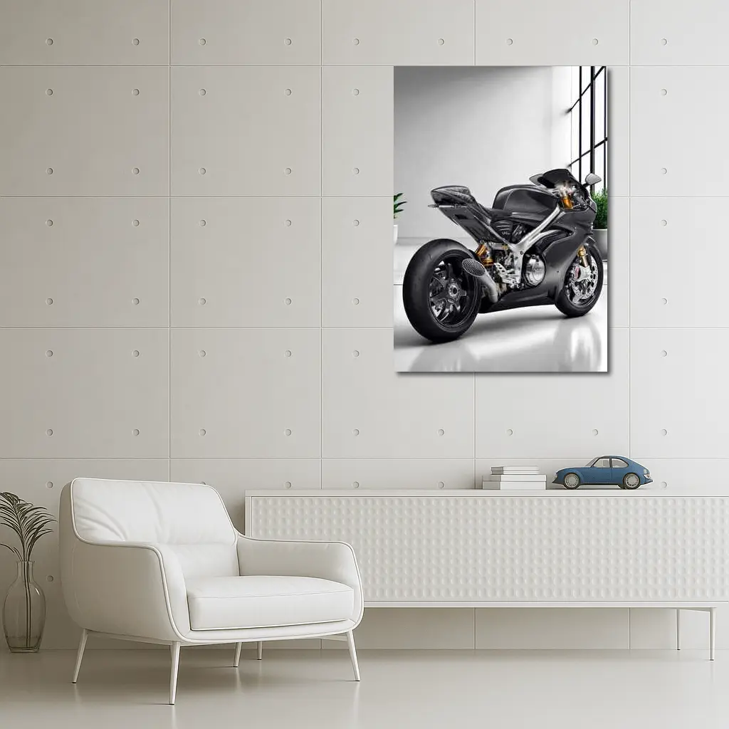 Norton Motorcycle Carbon Gray Minimal Studio – Wall Art