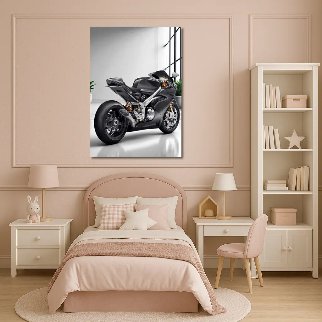 Norton Motorcycle Carbon Gray Minimal Studio – Wall Art