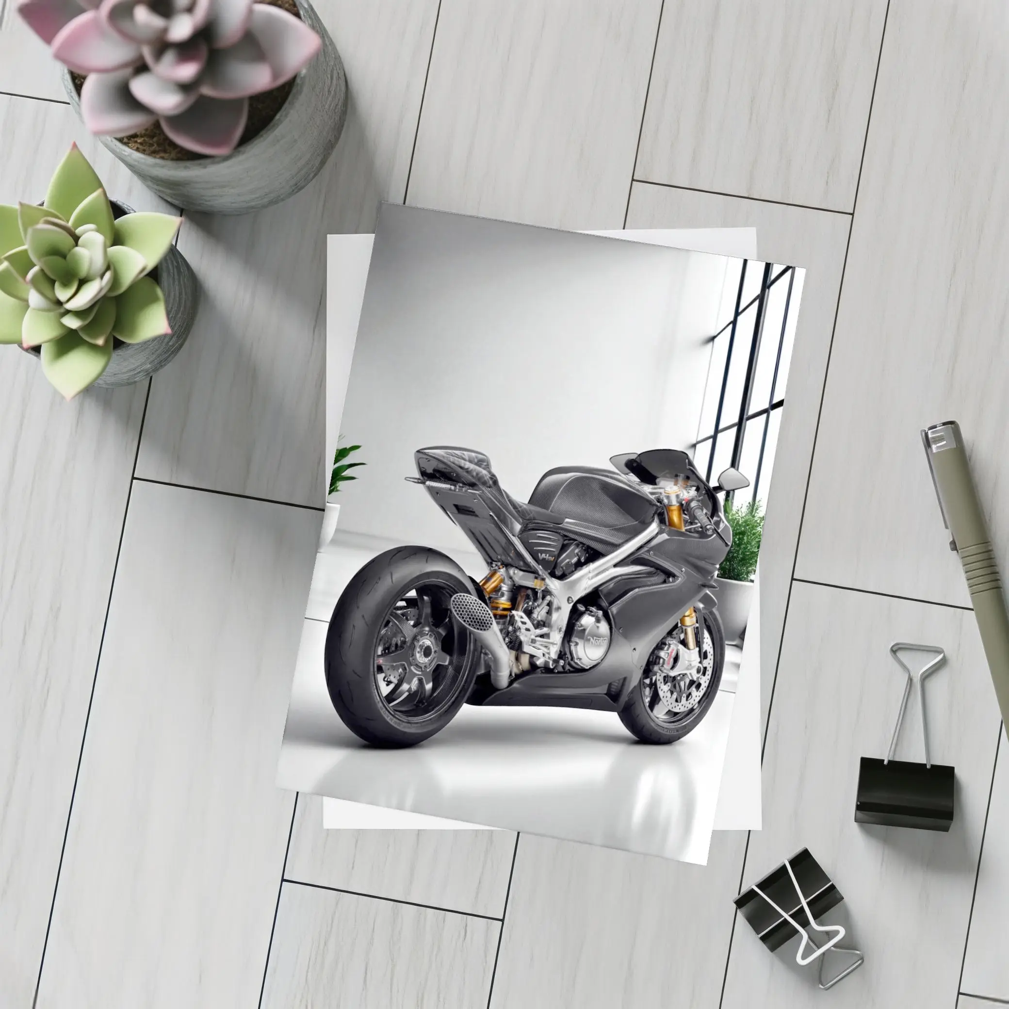 Norton Motorcycle Carbon Gray Minimal Studio – Postcards
