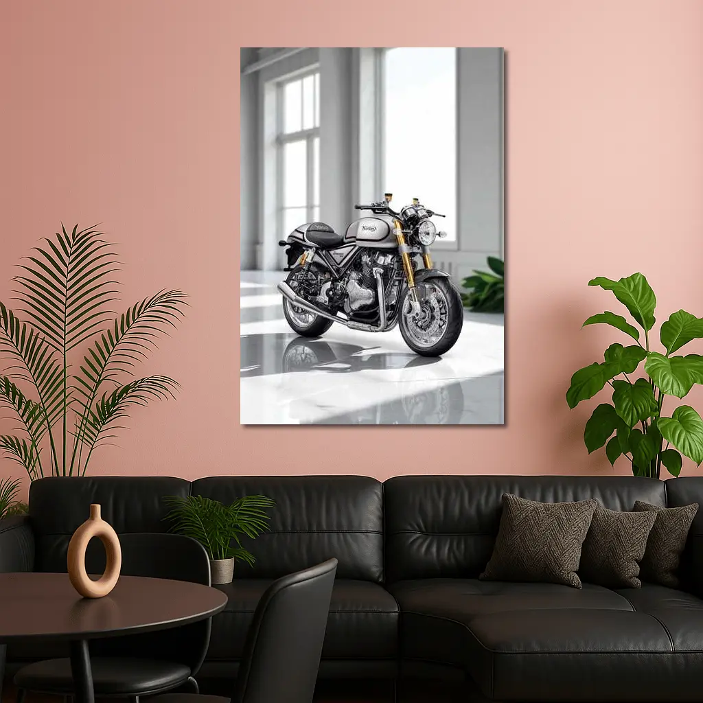 Norton Commando Motorcycle White Studio Setting – Wall Art