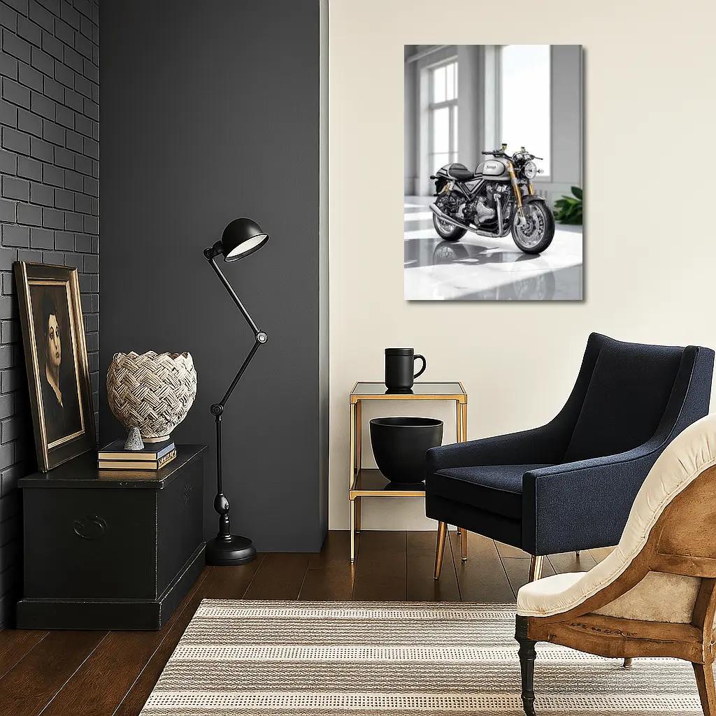 Norton Commando Motorcycle White Studio Setting – Wall Art