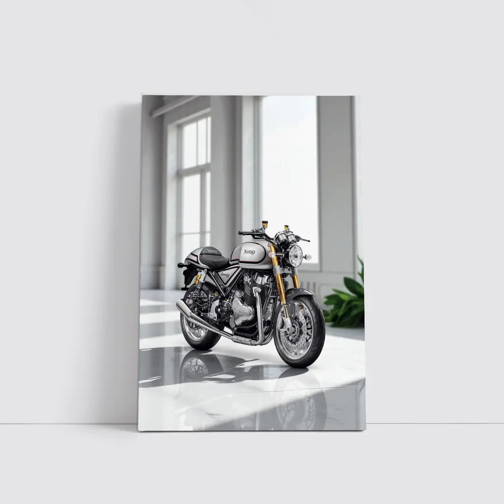 Norton Commando Motorcycle White Studio Setting – Wall Art