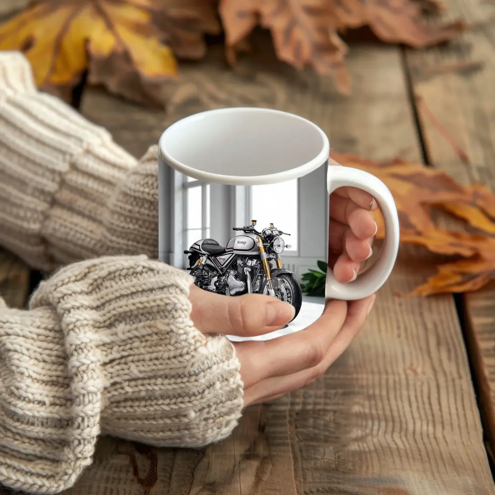 Norton Commando Motorcycle White Studio Setting – Mugs