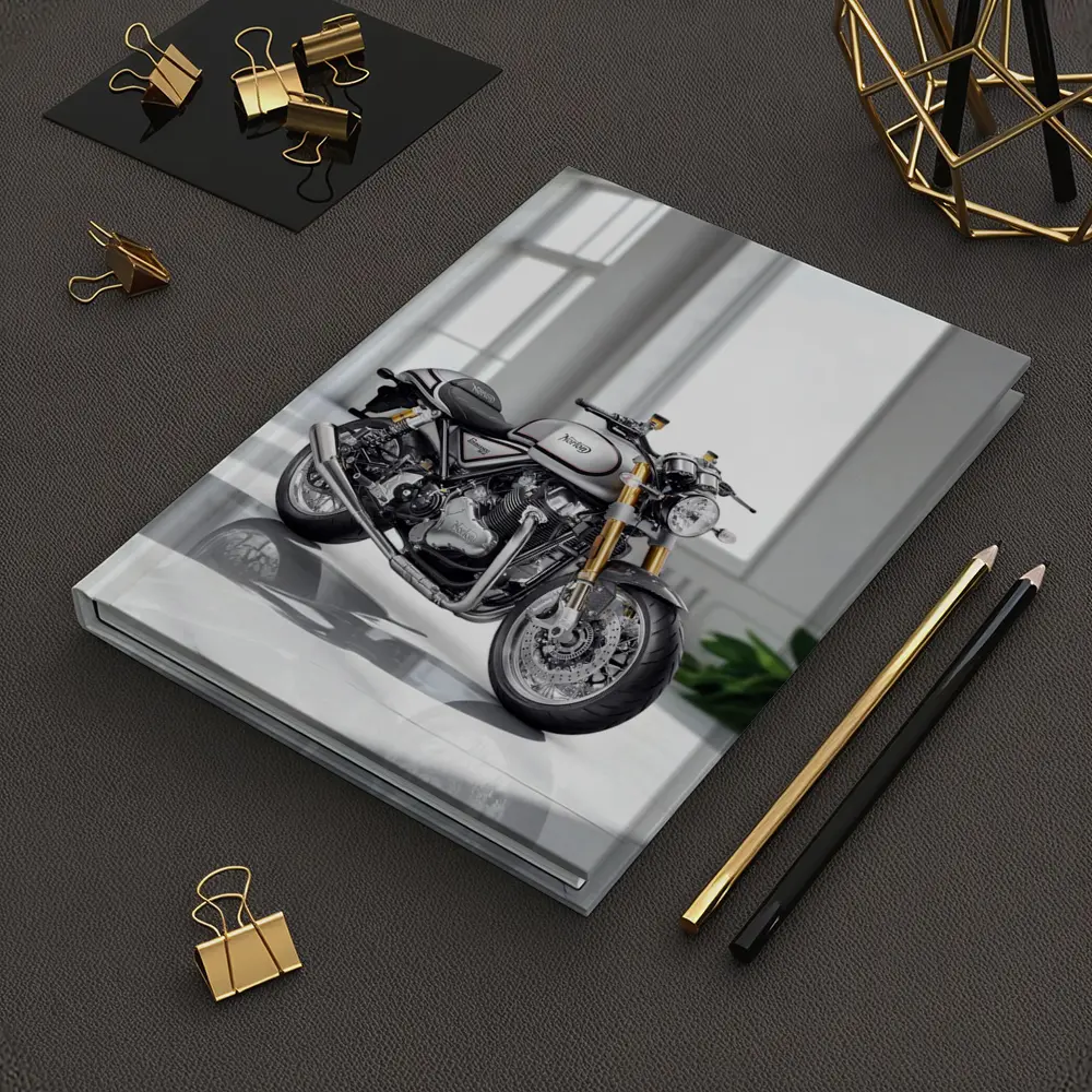 Norton Commando Motorcycle White Studio Setting – Notebooks