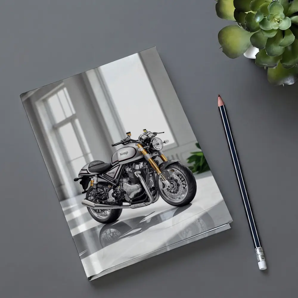 Norton Commando Motorcycle White Studio Setting – Notebooks