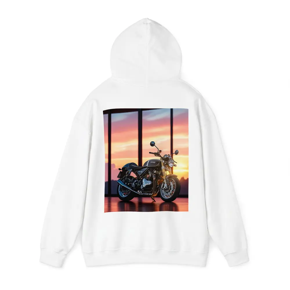 Norton Motorcycle Parked Against Sunset Sky – Hoodies