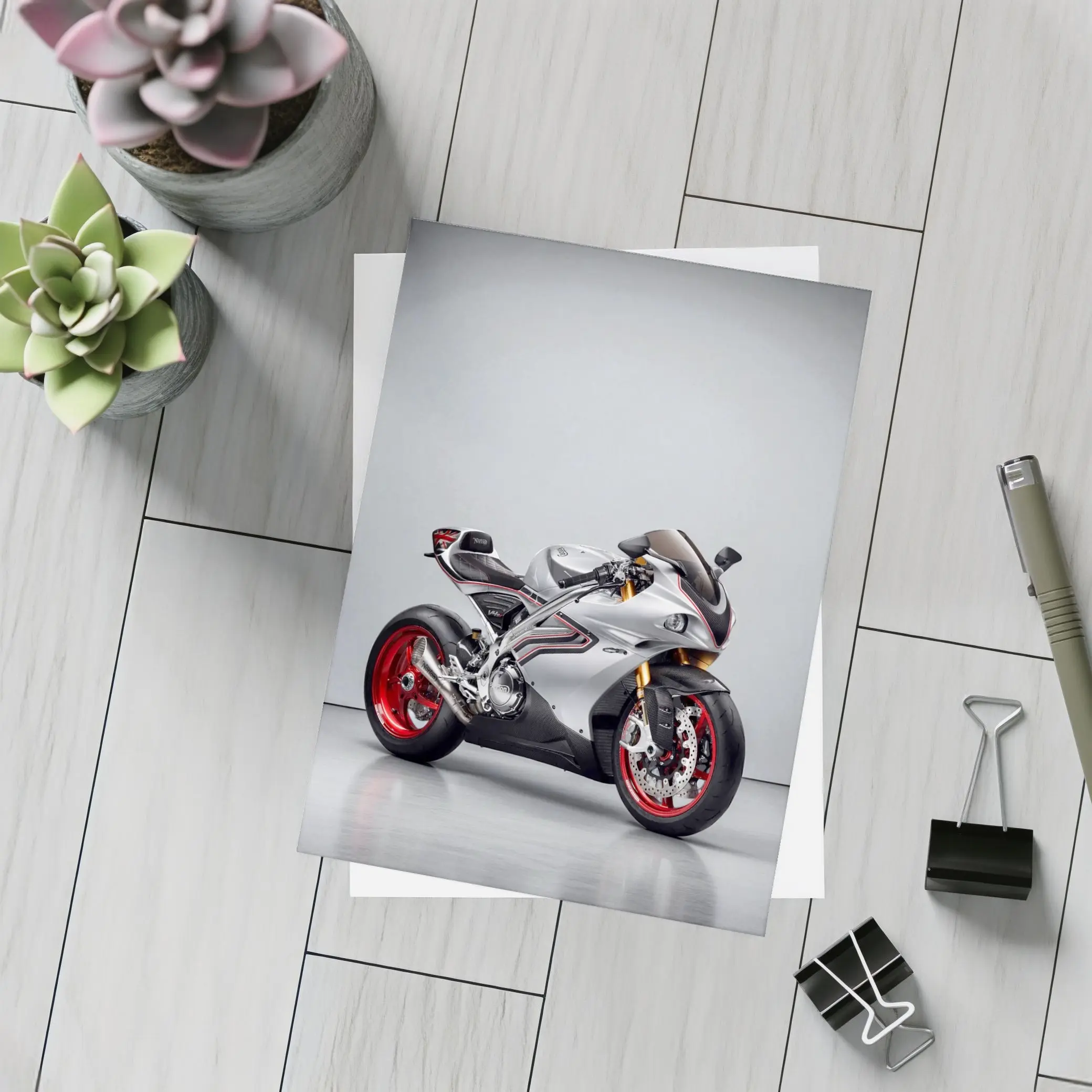 MV Agusta Superbike Silver Studio Shot – Postcards