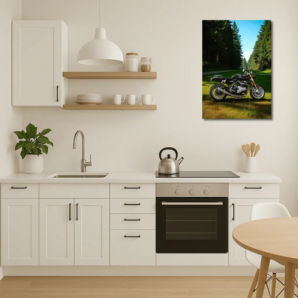 Norton Commando Motorcycle Forest Road Setting – Wall Art
