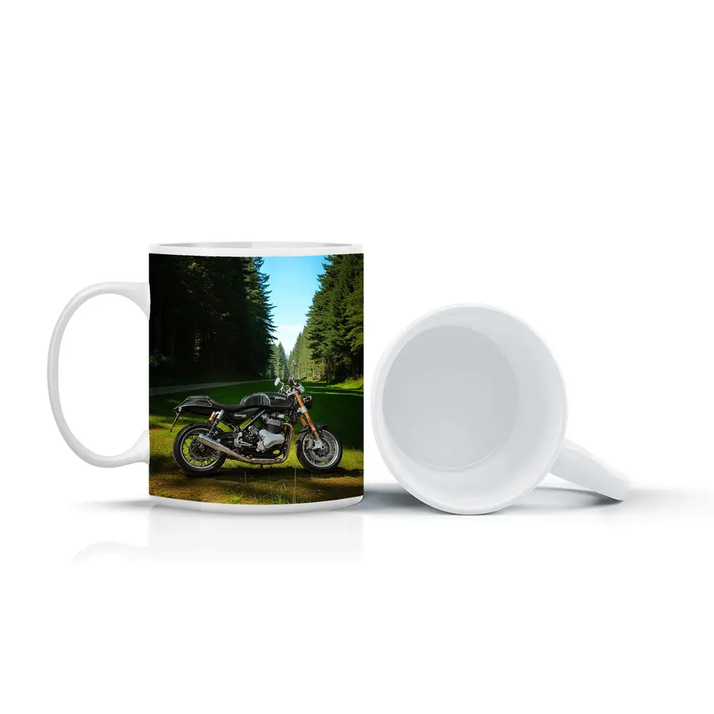 Norton Commando Motorcycle Forest Road Setting – Mugs