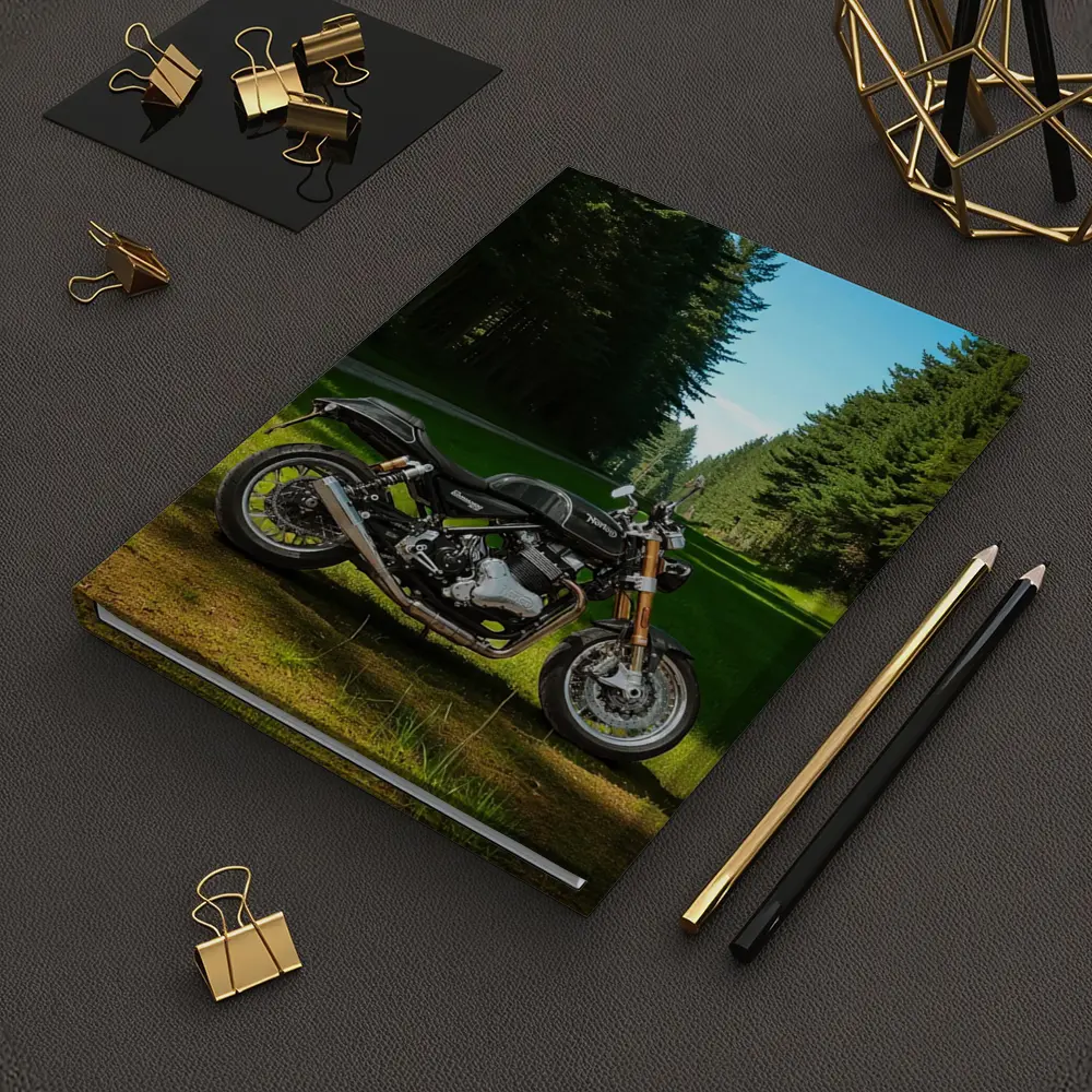 Norton Commando Motorcycle Forest Road Setting – Notebooks