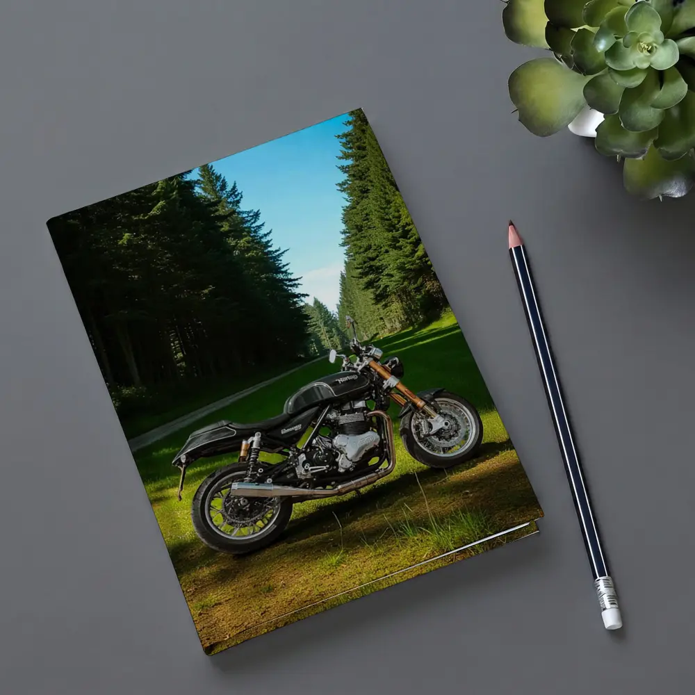 Norton Commando Motorcycle Forest Road Setting – Notebooks