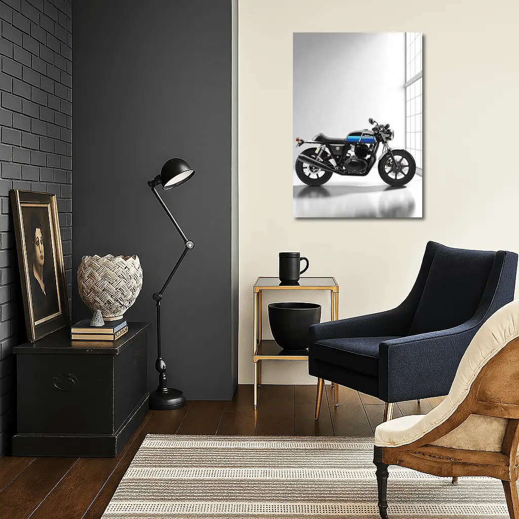 Royal Enfield Cafe Racer Blue Silver Studio – Wall Art