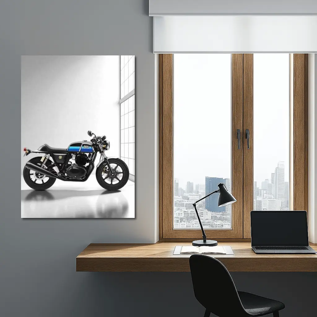 Royal Enfield Cafe Racer Blue Silver Studio – Wall Art