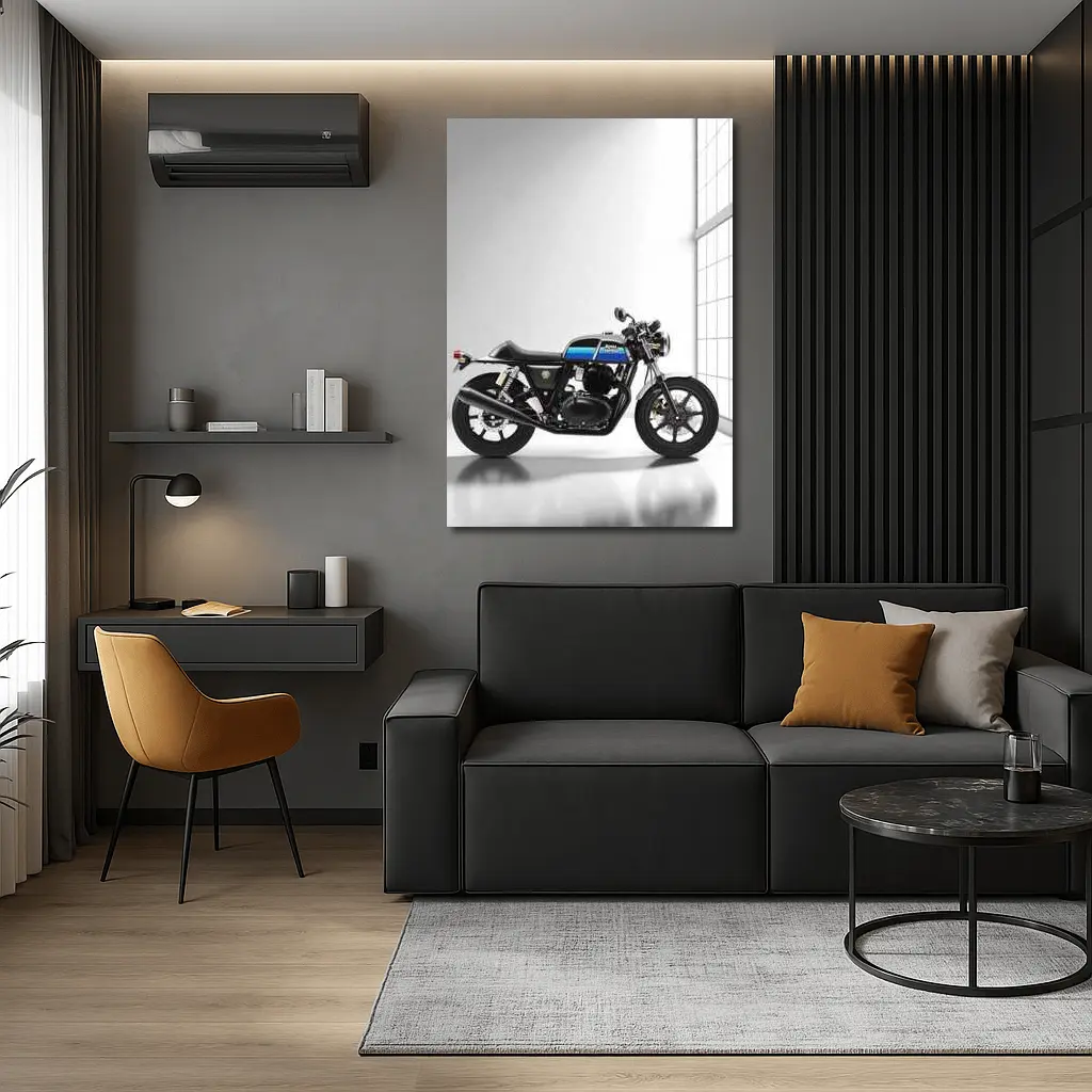Royal Enfield Cafe Racer Blue Silver Studio – Wall Art