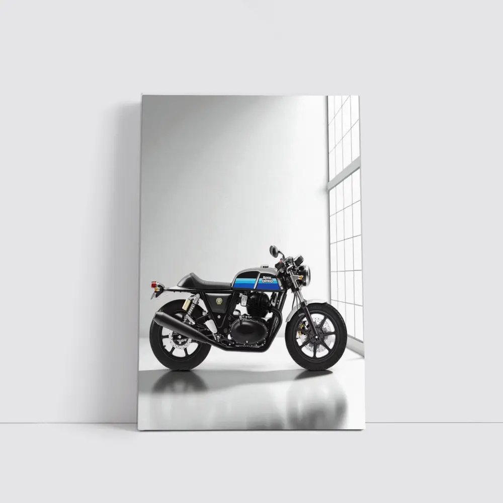 Royal Enfield Cafe Racer Blue Silver Studio – Wall Art