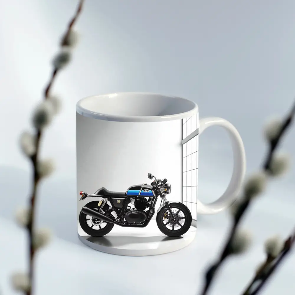 Royal Enfield Cafe Racer Blue Silver Studio – Mugs