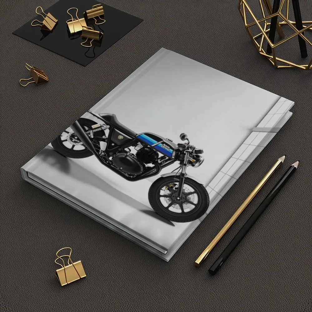 Royal Enfield Cafe Racer Blue Silver Studio – Notebooks