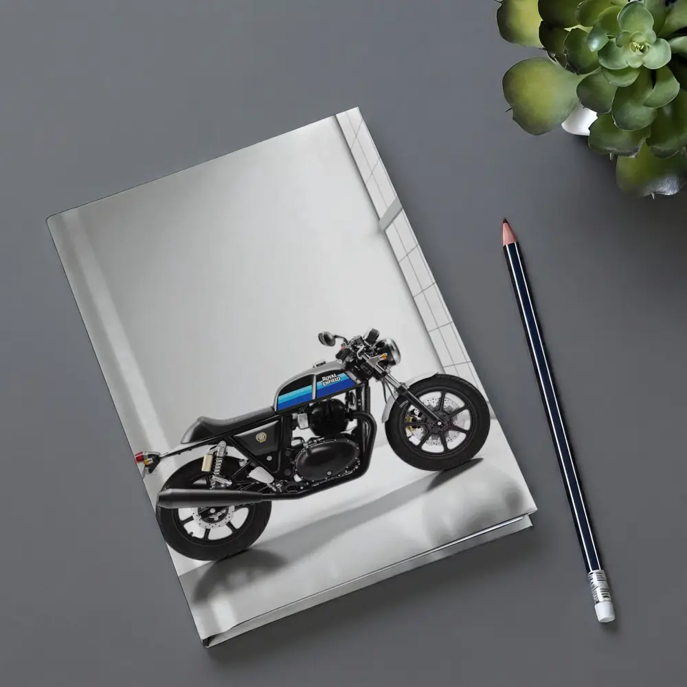 Royal Enfield Cafe Racer Blue Silver Studio – Notebooks