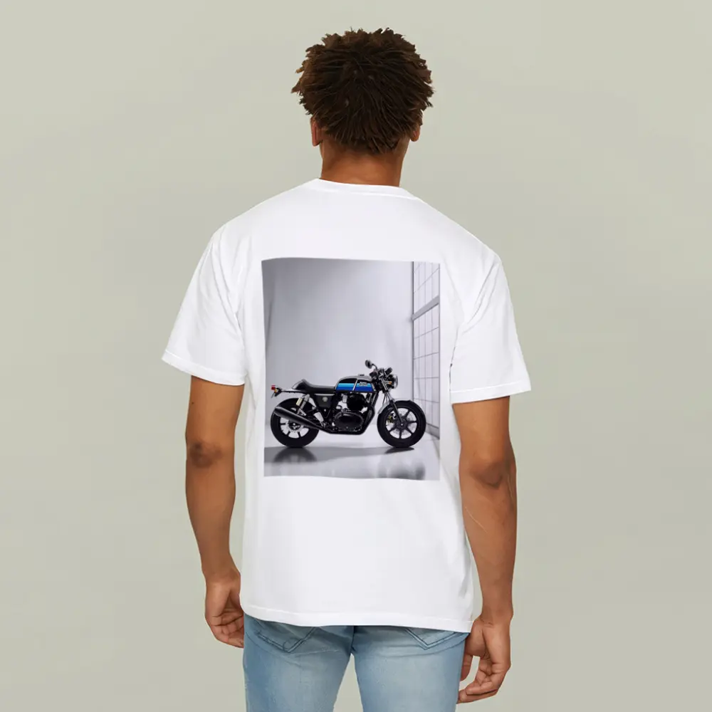 Royal Enfield Cafe Racer Blue Silver Studio – T-Shirts