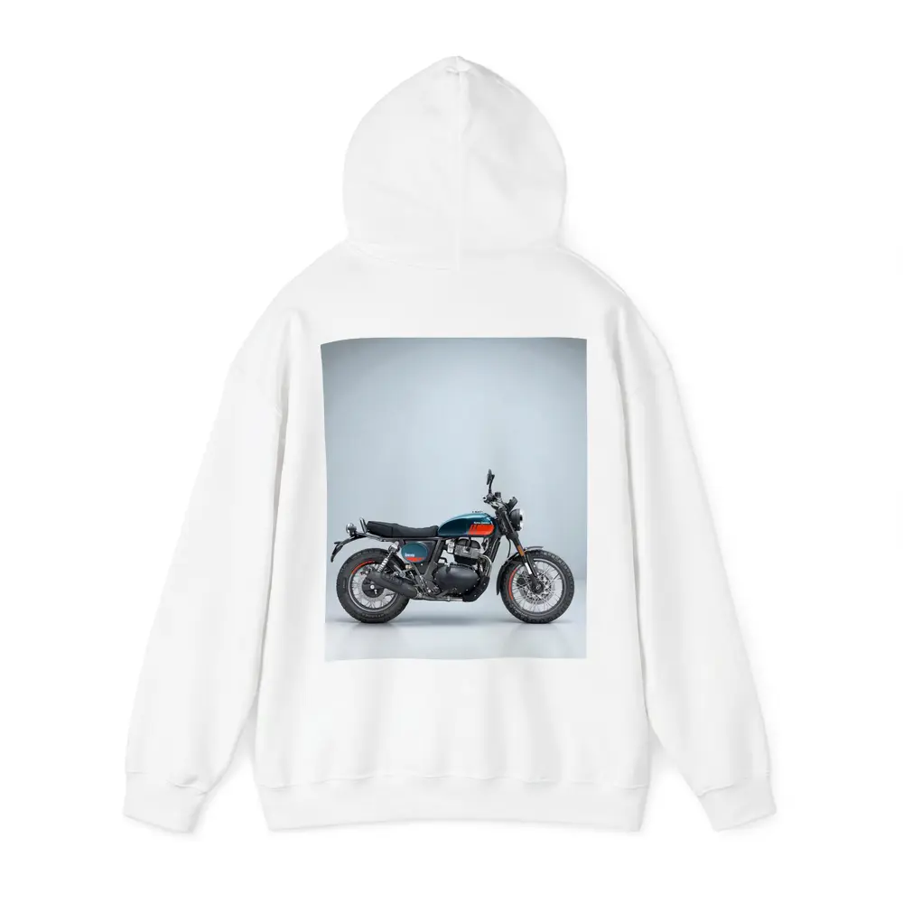Royal Enfield Scrambler Motorcycle Blue Gray Background – Hoodies